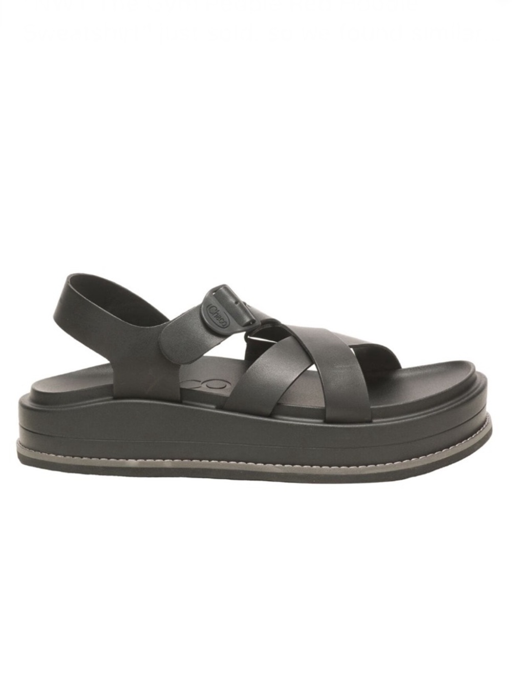 NWOB Chaco Townes Midform Black Leather Platform Sandals Size 7